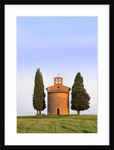 Chapel and cypress trees by Anonymous