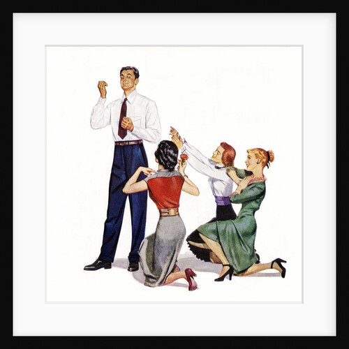 Man worshipped by three women by Anonymous