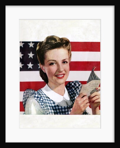 American housewife holding coupon booklet by Anonymous