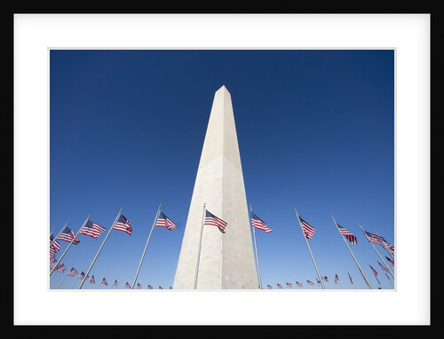 Washington Monument surrounded by American flags