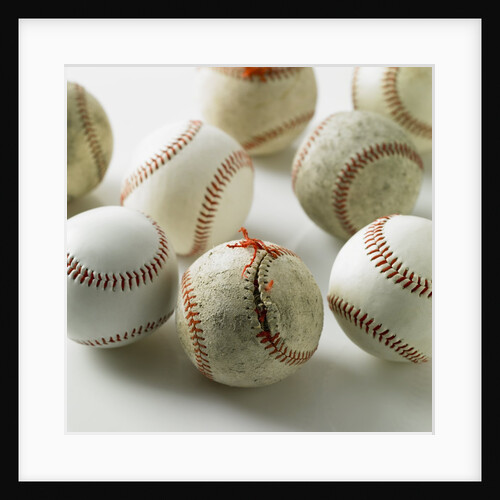 Old and new baseballs gathered together by Anonymous