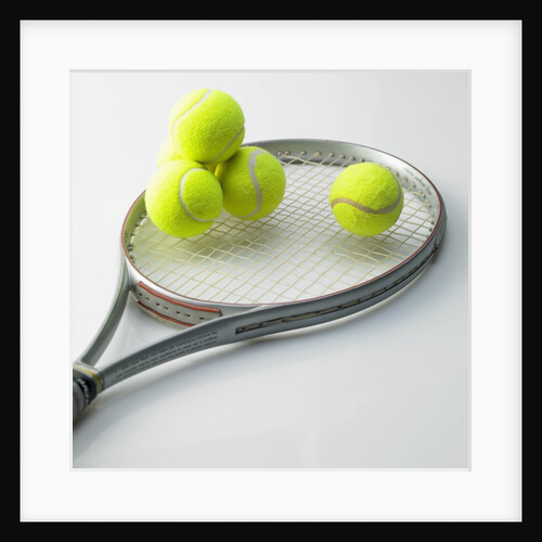 A tennis racket and balls by Anonymous