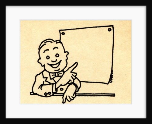 Happy businessman pointing at blank chart by Anonymous