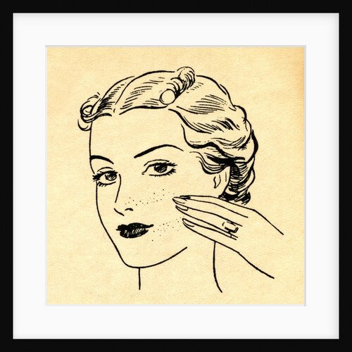Woman applying skin cream by Anonymous