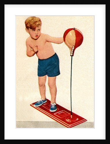 Boy with punching bag by Anonymous