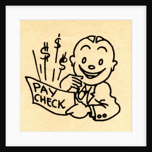 Happy employee holding paycheck by Anonymous