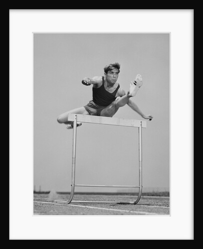 Running man jumping over hurdle by Anonymous