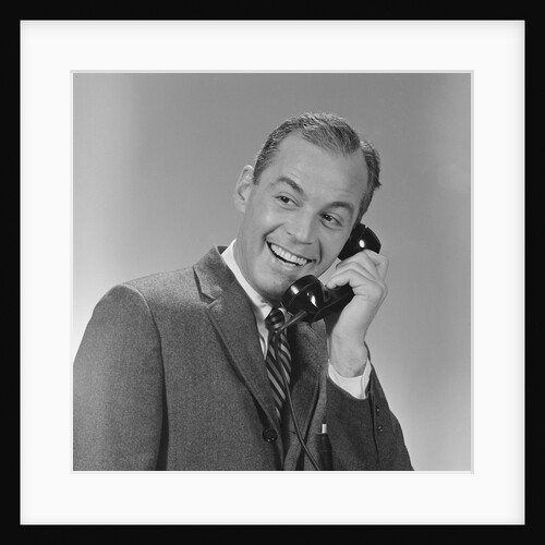 Smiling business man telephone conversation by Anonymous