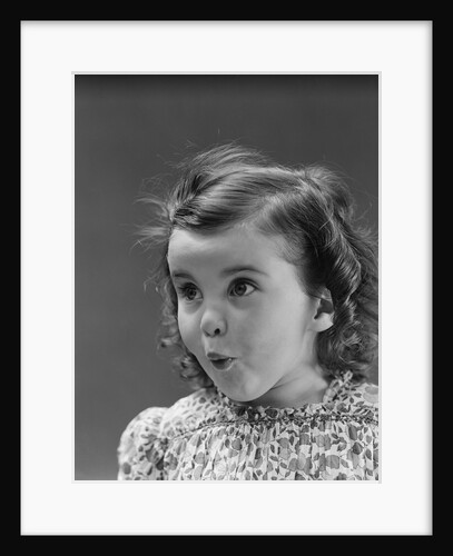 Portrait brunette little girl with surprised amazed facial expression by Anonymous