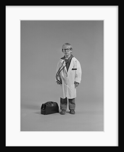 Boy dressed as medical doctor by Anonymous