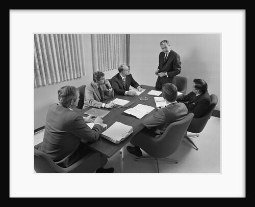 6 executive businessmen around conference table board meeting by Anonymous