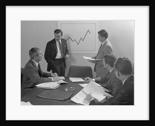 5 executive businessmen meeting with sales chart graphic by Anonymous