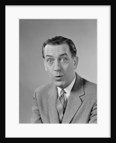 Businessman bulging eyes wide open shocked facial expression by Anonymous