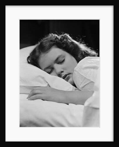 Girl sleeping head on pillow by Anonymous