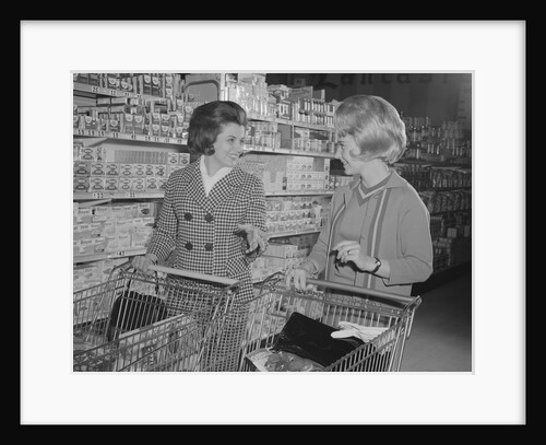 Two women talking shopping supermarket by Anonymous