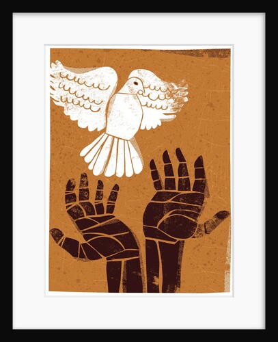 Illustration of hands releasing a dove by Anonymous