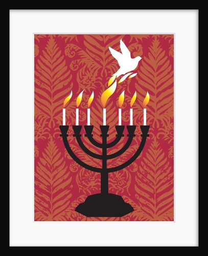A dove rising from the candles of a menorah by Anonymous
