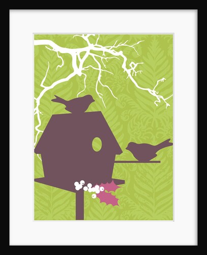 Silhouettes of a bird house and two birds by Anonymous