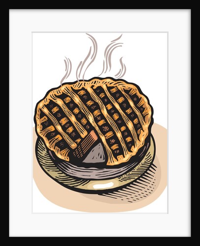 Cartoon drawing of a freshly baked pie by Anonymous