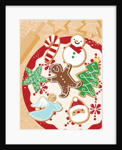 An illustration of Christmas themes cookies by Anonymous