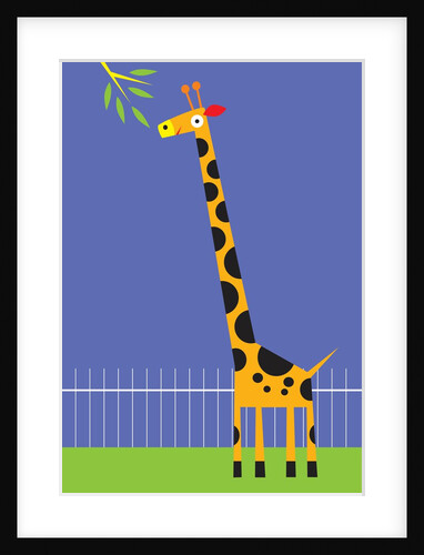 A giraffe about to eat leaves on a tree by Anonymous