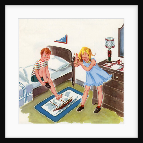 Boy and girl getting ready for school by Anonymous