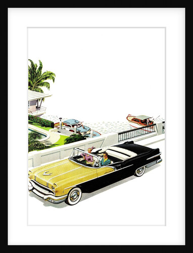 1950s couple in convertible by Anonymous