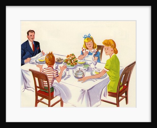Family at dinner table by Anonymous