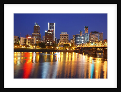 Portland, Oregon and Willamette River at dawn by Anonymous