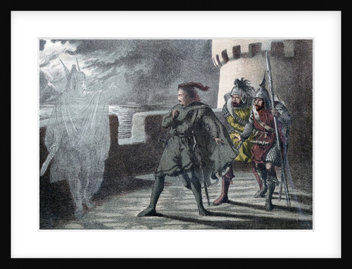 Hamlet seeing his father's ghost on the battlements of Elsinore Castle by Anonymous