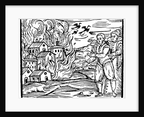 Witches destroying a house by fire by Anonymous