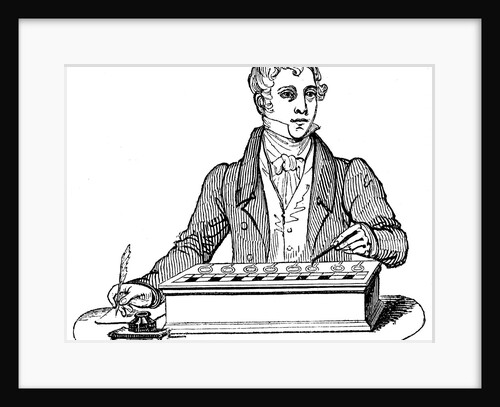 Clerk using a Pascal adding machine by Anonymous