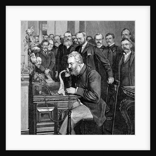 Alexander Graham Bell making telephone call by Anonymous