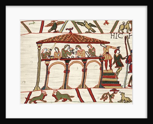 Detail of Harold II and companions feasting from The Bayeux Tapestry by Anonymous