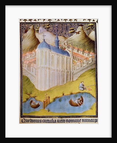 Carthusian monks netting and hooking fish in monastery fishponds at Chartreuse by Anonymous