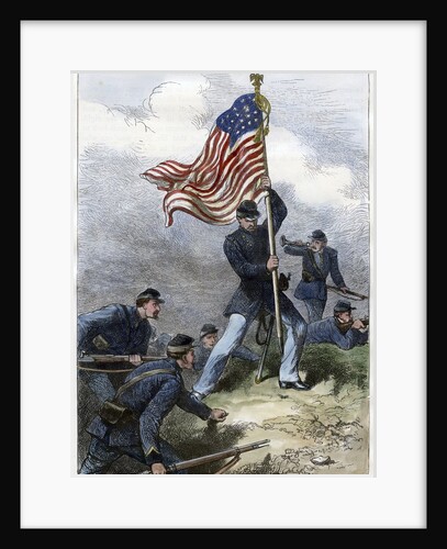 Planting the Union flag on a bastion at the Siege of Vicksburg by Anonymous