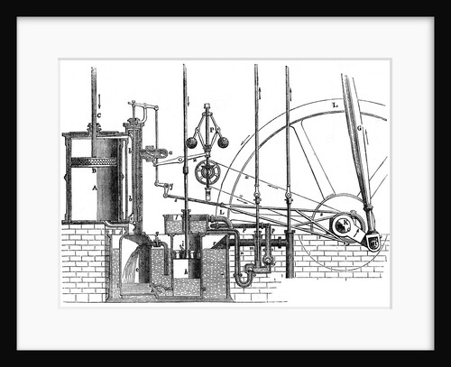 Working parts of James Watt's double acting engine by Anonymous