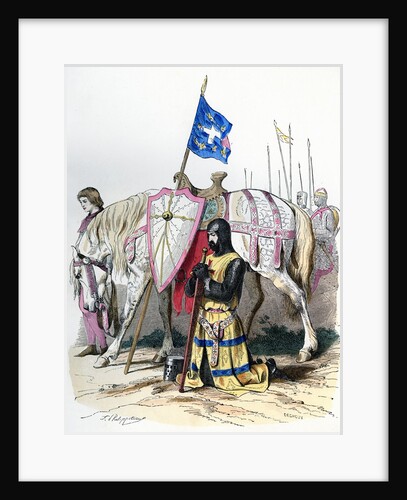 Knight saying a prayer before departing for the second crusade by Anonymous