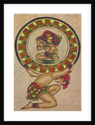 Maya painting on leather, Chichen Itza Archaeological Site, Chichen Itza, Yucatan State, Mexico by Anonymous