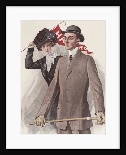 Young couple with Harvard pennant by Anonymous
