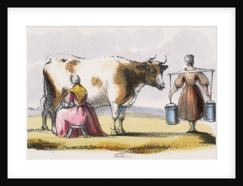 Milkmaids with cow by Anonymous