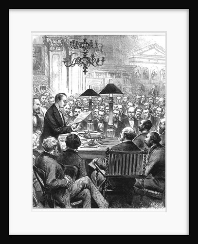 Heinrich Schliemann lecturing in London by Anonymous