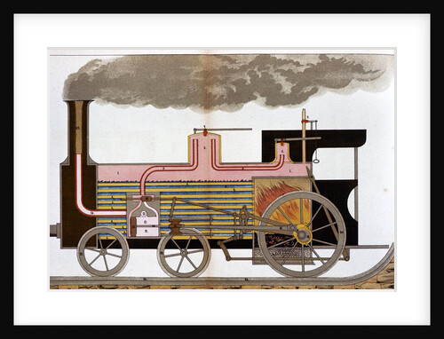 Sectional view of steam railway locomotive by Anonymous