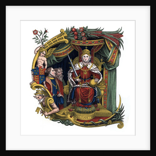 Initial letter 'C' with Queen Elizabeth I by Anonymous