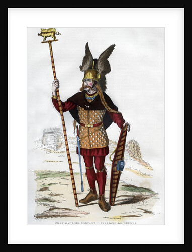 Gaul chief in battle dress carrying a standard by Anonymous