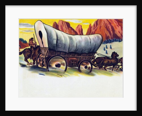 Covered wagon crossing American plains by Anonymous