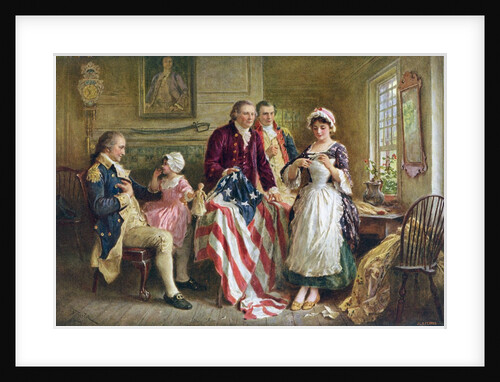 Betsy Ross working on American flag by Anonymous
