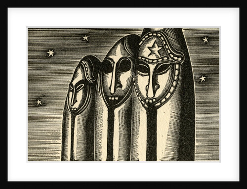 Sculptures against night sky by Anonymous