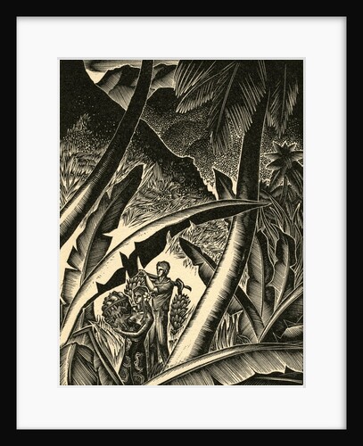 Couple gathering fruit in Tahitian rainforest by Anonymous