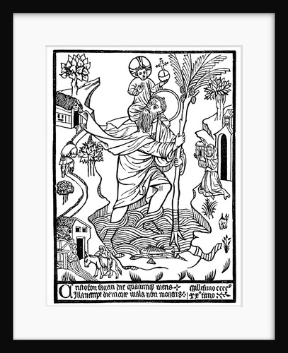St Christopher carrying Christ across stream by Anonymous